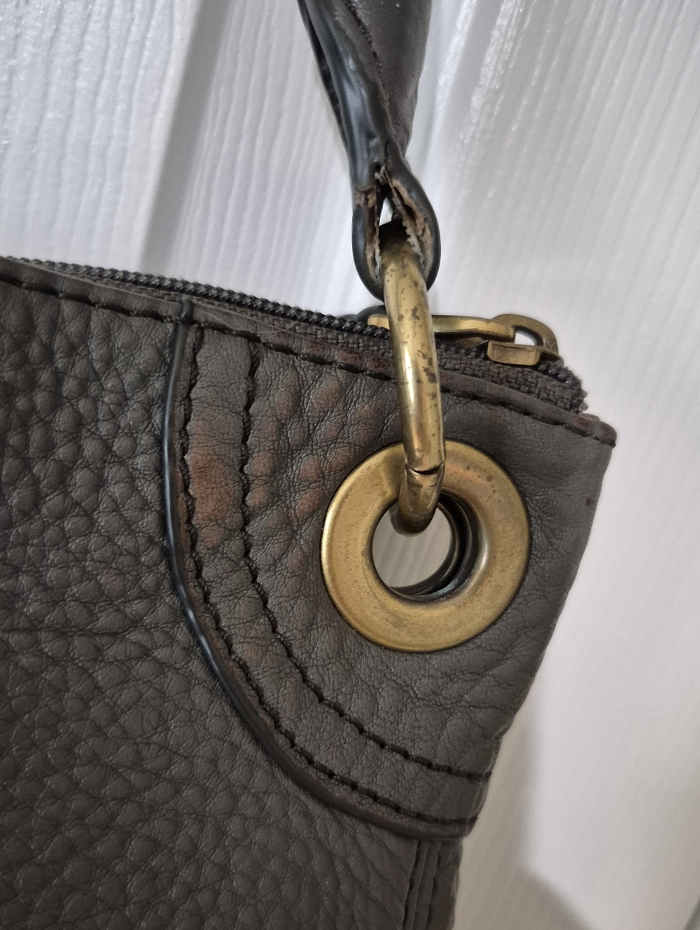 Fossil vintage gray leather shoulder hobo bag - Picture 12 of 16